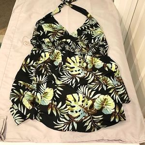 Tropical Halter Ruffle Dress